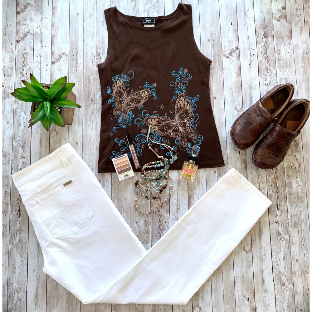 WHBM 10L slim ankle white denim jeans